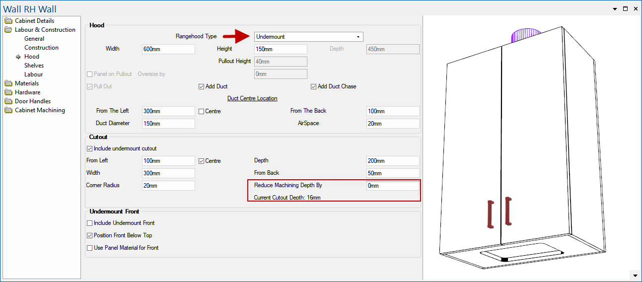 Rangehood Undermount Reduce Cutout Depth