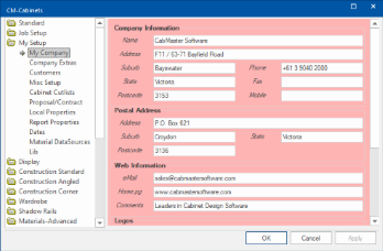 Catalog Properties :  My Setup > My Company page