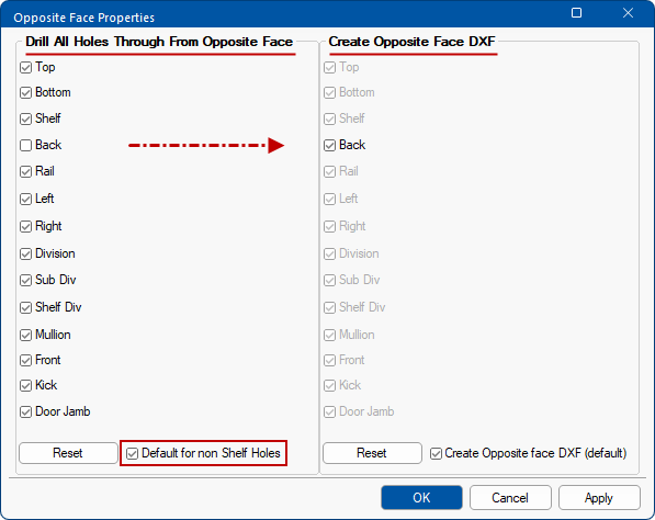 Click to view Default for non Shelf Holes is unticked