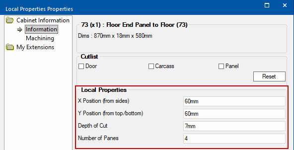 Floor End Panel Local Properties  -  Click to Expand