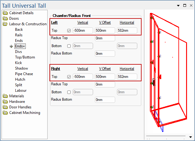 Depth of Cabinet is 580mm  -  Click to view Cabinet Settings