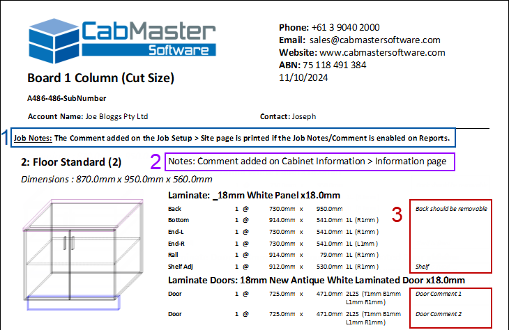 Part Notes checkboxes on applicable Reports must be enabled to print - Click to view