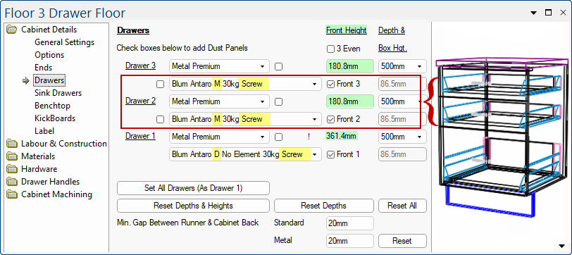 Click to view affect on runners when Front Height is changed.