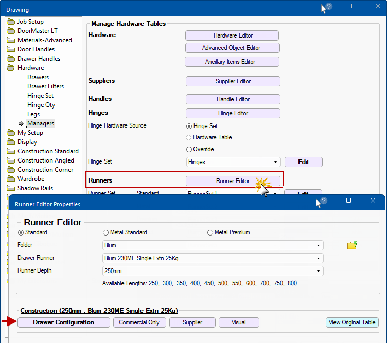 Drawer Runner Editor