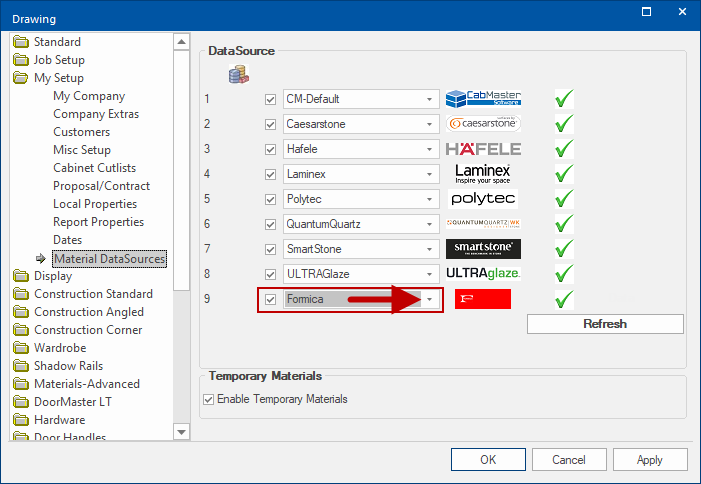 Click to view error message if creation of DataSource not correct