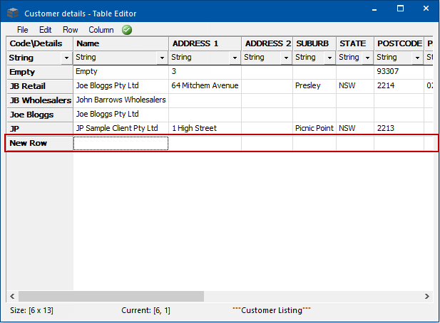 Table Row Editor Table QLT Editor
