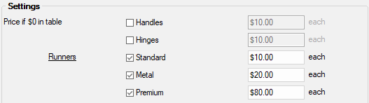 Pricing > Settings page  -  Click to Expand