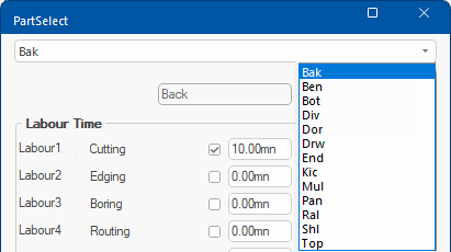 Part Rate Form  -  Click to view corresponding table