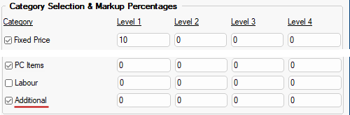 Pricing > Pricing/Markups page   -  Click to Expand