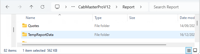 Click to view contents of TempReportData folder i.e. mdb file