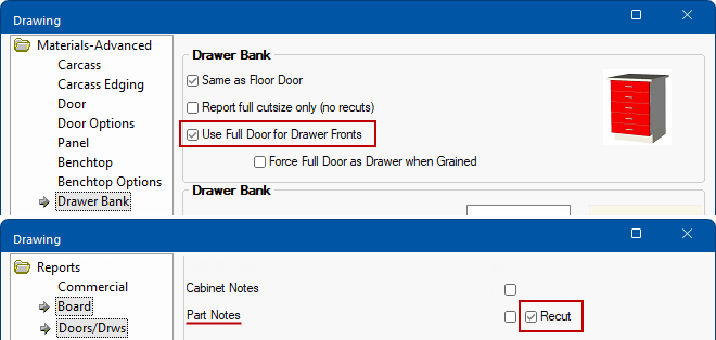 Doors and Drawers RDL Reports : Defaults