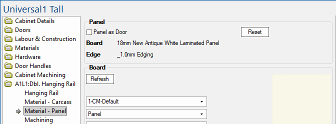 Area Hanging Rail > Material - Panel page  -  Click to Expand