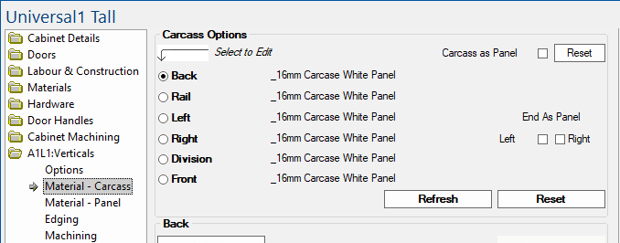 Area Verticals > Material - Carcass page  -  Click to Expand