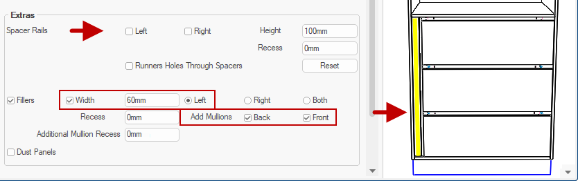 Click to view Filler set to Both Sides at a Width of 16mm